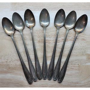 Antique Regal Silver Co RLS1 Ice Tea Spoons 1904 Silverplated Set Of 7 Spoons